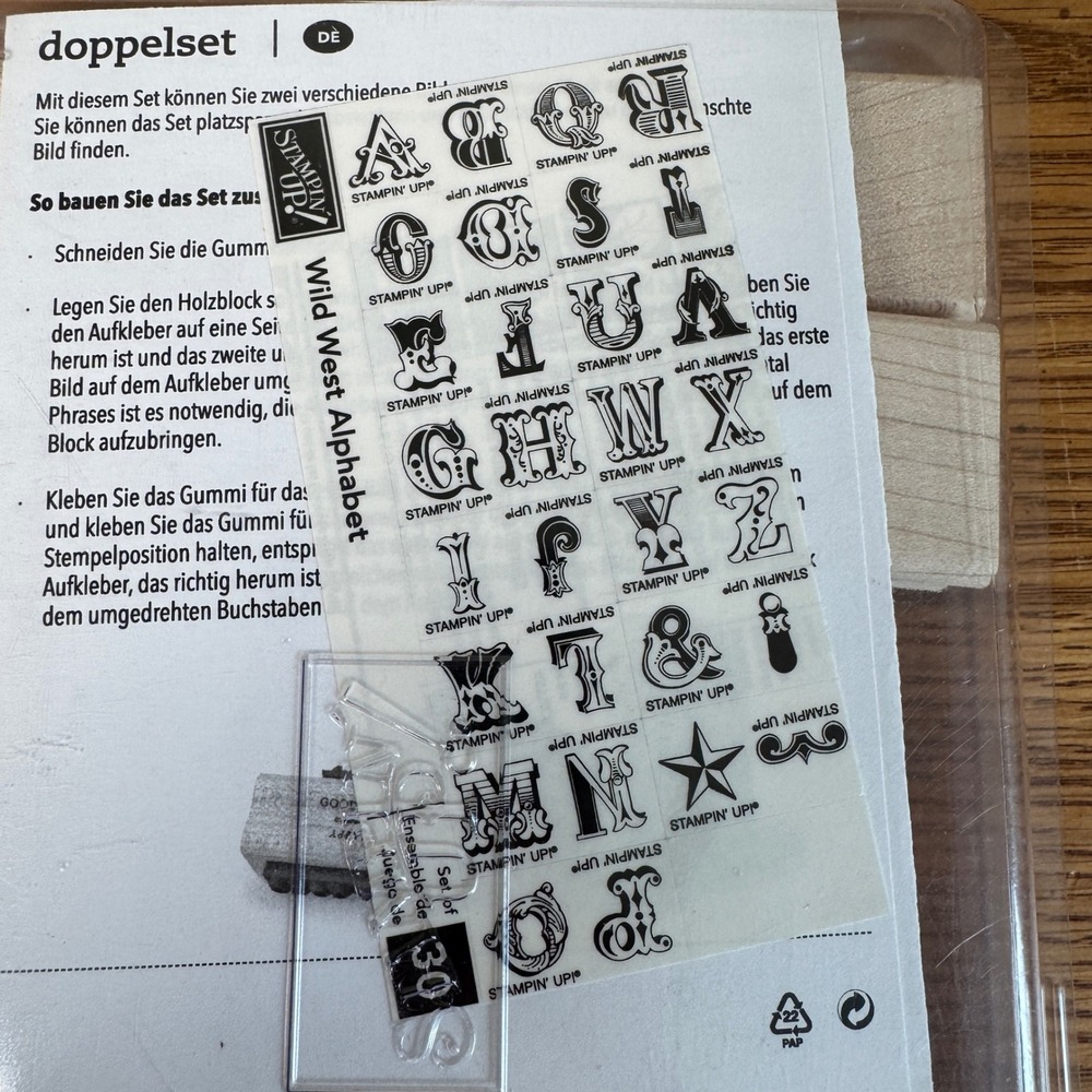 Stampin Up Wild‎ West Alphabet Rubber Stamp Set Double Mounted 30 Piece